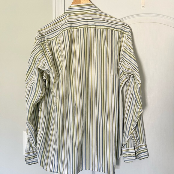 J. Crew | men’s casual yellow and blue stripe button down shirt - M - Picture 2 of 7